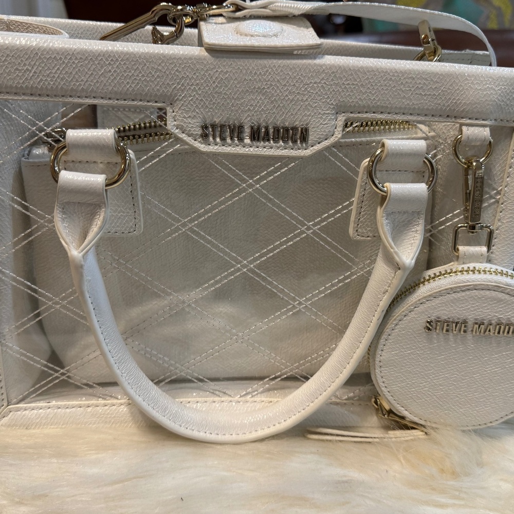 Steve Madden Clear Quilted Top Handle Crossbody
